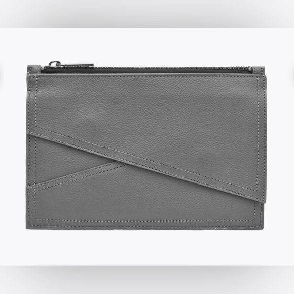 BOTKIER Crosstown Large Leather Clutch Bag Gray - Picture 1 of 3